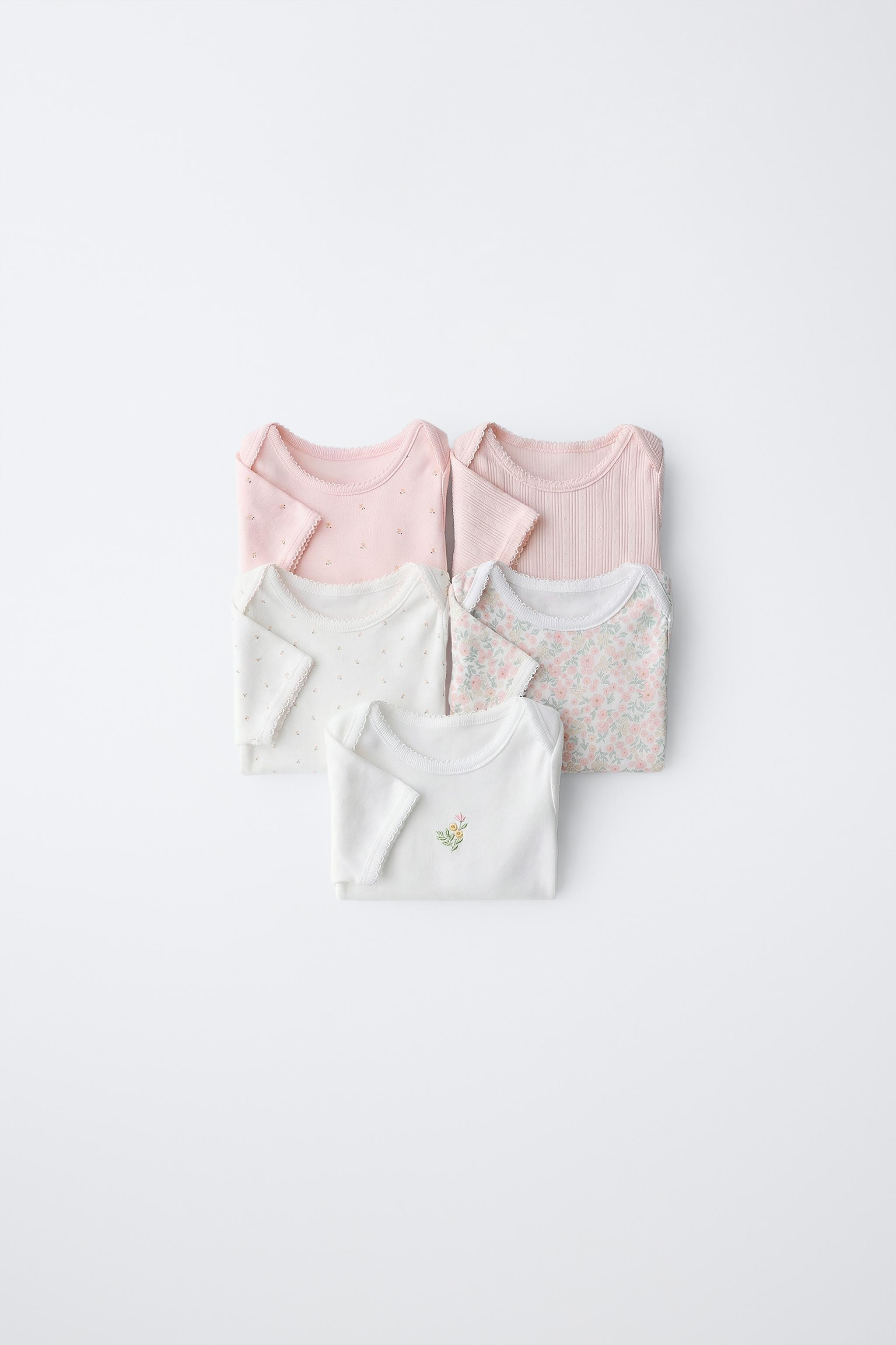 FIVE-PACK OF SHORT-SLEEVED FLORAL BODYSUITS